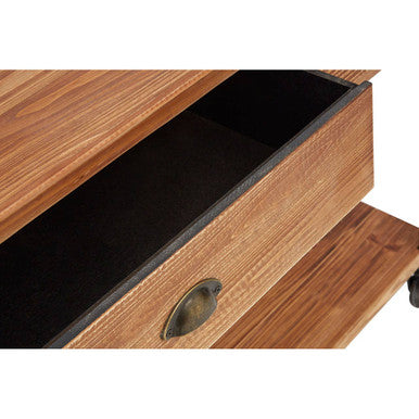 Natural Wooden 3-Drawer Console Table with Black Metal Legs | New Foundry