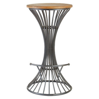 Elm Wood and Metal Bar Stool | New Foundry