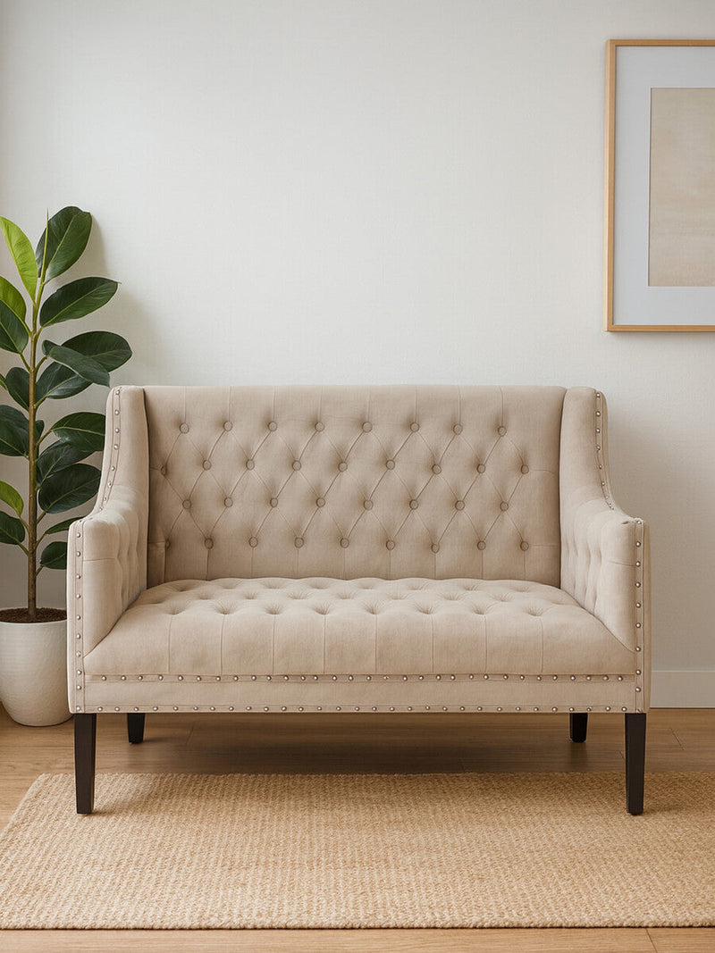 2 Seater Camel Velvet Sofa, Regent Park
