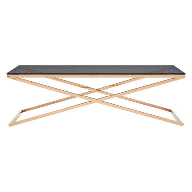 Black Glass Top and Gold Criss Cross Base Coffee Table | Montril