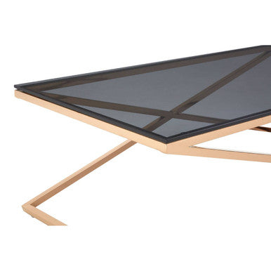 Black Glass Top and Gold Criss Cross Base Coffee Table | Montril
