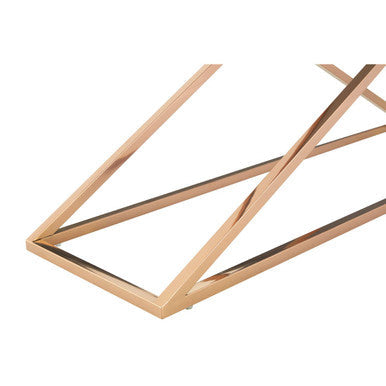 Smoked Amber Glass Top Console Table with Gold Criss Cross Effect Metal Frame | Montril