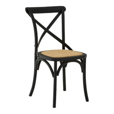 Black Oak Wood and Rattan Dining Chair | Lyon