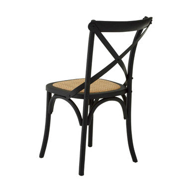 Black Oak Wood and Rattan Dining Chair | Lyon