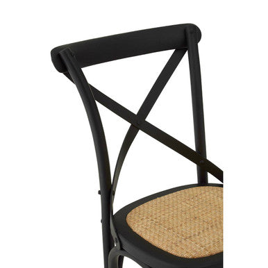 Black Oak Wood and Rattan Dining Chair | Lyon