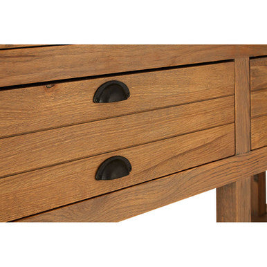 Washed Grey Oak Wood Console Table with 6 Drawers and Lower Shelf | Lyon