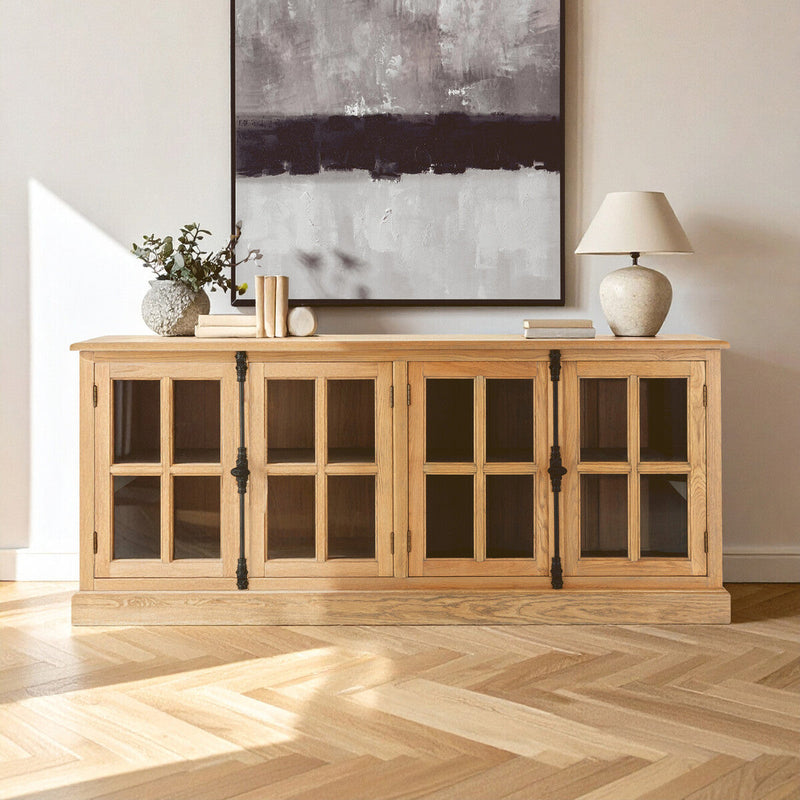 Oak Wood Sideboard with Washed Grey Finish | Lyon