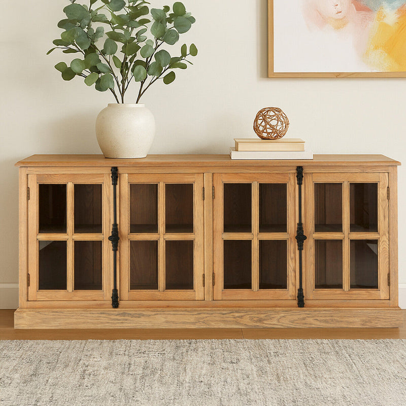 Oak Wood Sideboard with Washed Grey Finish | Lyon