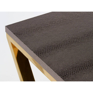 Gold Finish Z Leg Nest of 3 Tables with Metallic Faux Snakeskin | Pacific