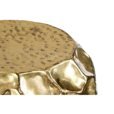 Textured Antique Brown Brass Finish Metal Set of 2 Drum Side Tables | Templar