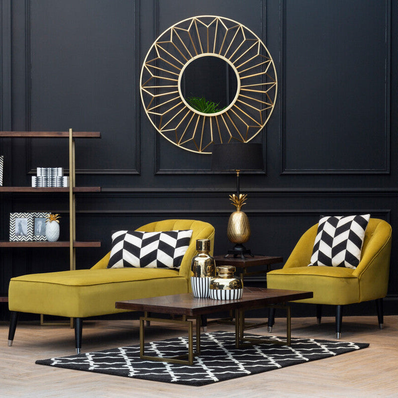 Brown Herringbone Wood Effect Coffee Table in Rich Acacia Tones with Brass Legs | Brando