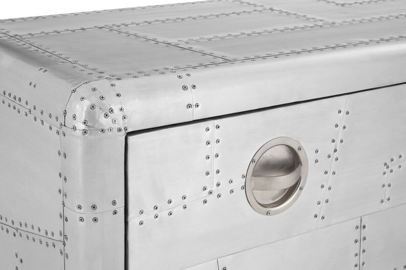 Silver Aluminium Plated Mango Wood Coffee Table with Sliding Storage Drawer | Avro