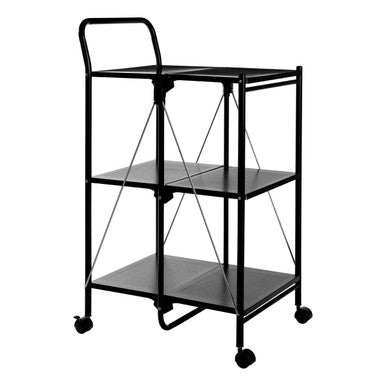 Black Rectangular Folding Kitchen Trolley with 3 Shelves | Harlow