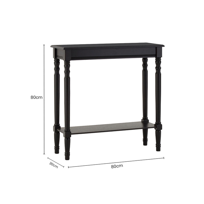 Black Wooden Console Table with Carved Legs and Lower Shelf | Heritage