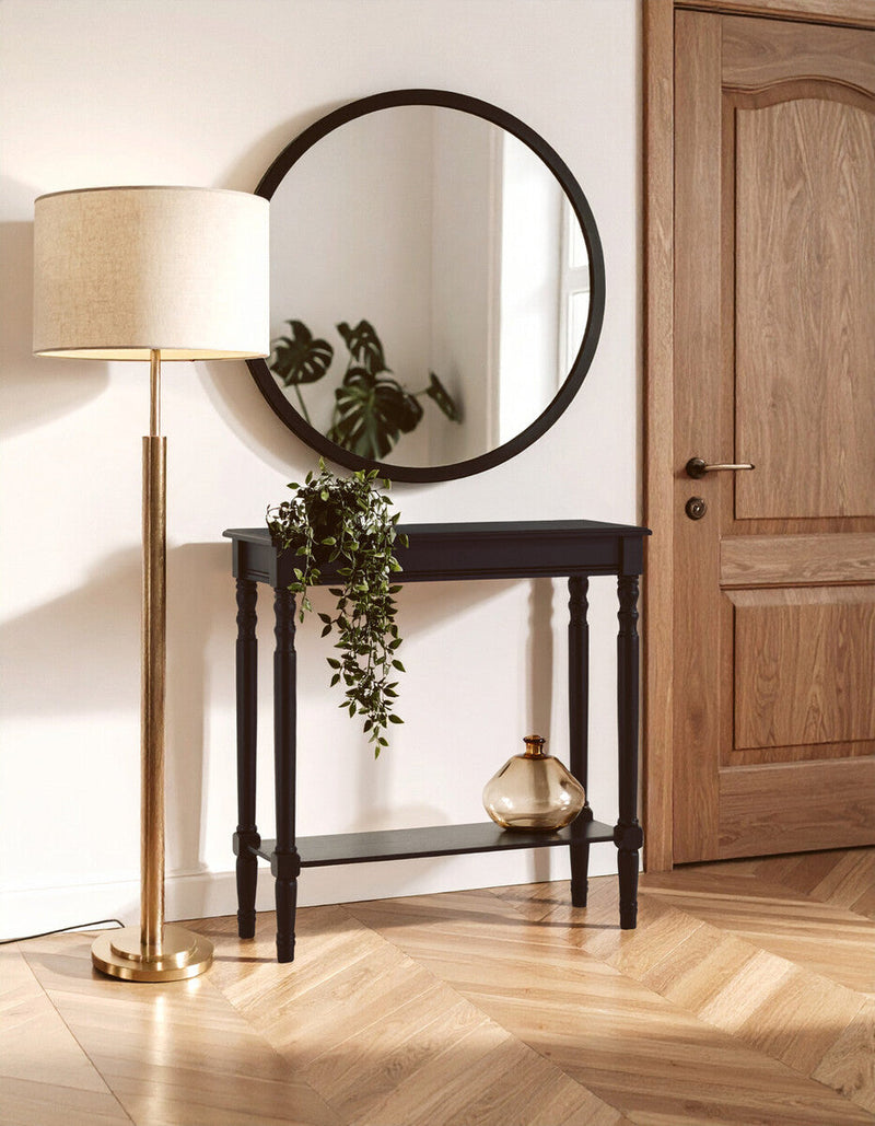 Black Wooden Console Table with Carved Legs and Lower Shelf | Heritage