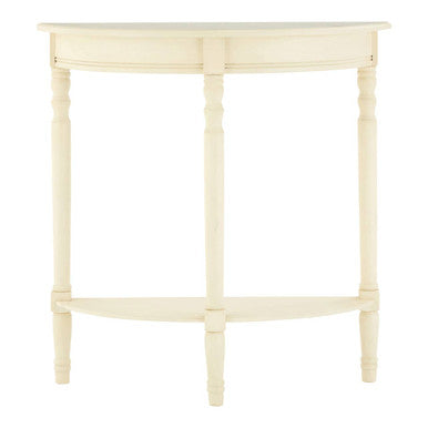 White Wooden Ivory Rounded Console Table | Heritage