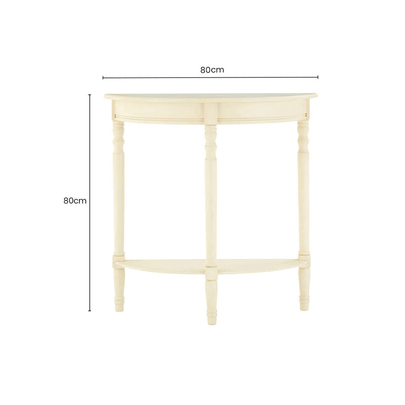 White Wooden Ivory Rounded Console Table | Heritage