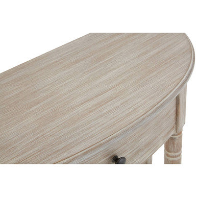 Natural Wash Half Moon Wooden Console Table with Storage Drawer | Heritage