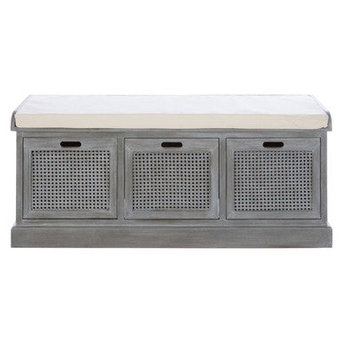 Three Drawer Slate Grey Storage Bench | Heritage