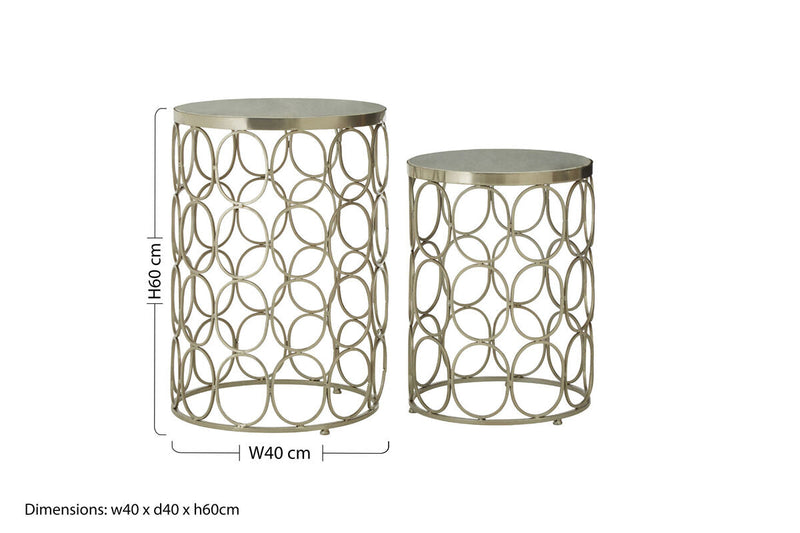Set of 2 White Marble Top Side Tables with Gold Nickel Finish Metal Base | Templar