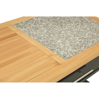 Black Kitchen Trolley with Granite Chopping Surface Glenn | Harlow