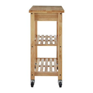 Brown Tropical Hevea Wood Kitchen Trolley with Storage Drawers Glenn | Harlow