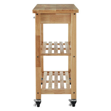 Brown Tropical Hevea Wood Kitchen Trolley with Storage Drawers Glenn | Harlow