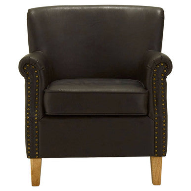 Brown Leather Effect Armchair | Trinity