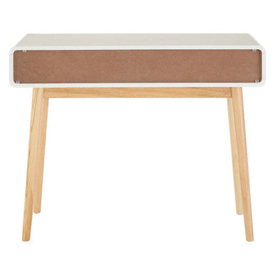 White and Natural Console Table with 2 Drawers | Milo