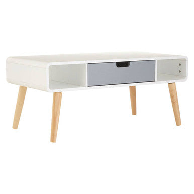 White and Natural Coffee Table with Drawer | Milo