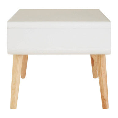 White and Natural Coffee Table with Drawer | Milo