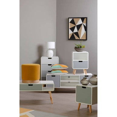 White and Natural Coffee Table with Drawer | Milo