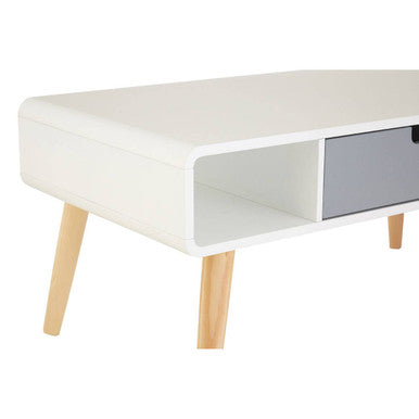 White and Natural Coffee Table with Drawer | Milo