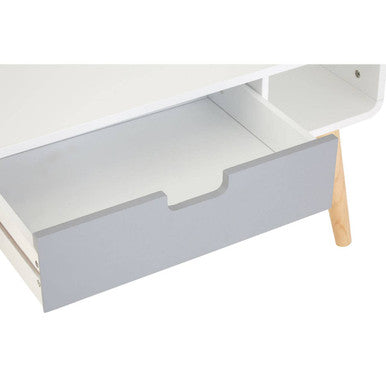 White and Natural Coffee Table with Drawer | Milo