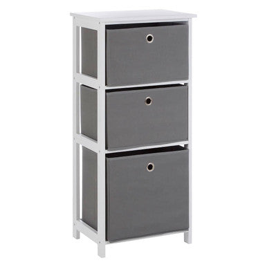 3 Grey Fabric Drawers Cabinet | Lindo