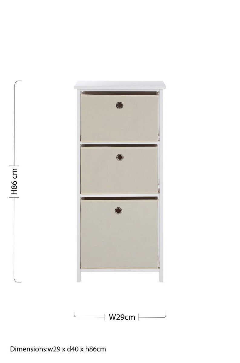 3 Natural Fabric Drawers Cabinet | Lindo