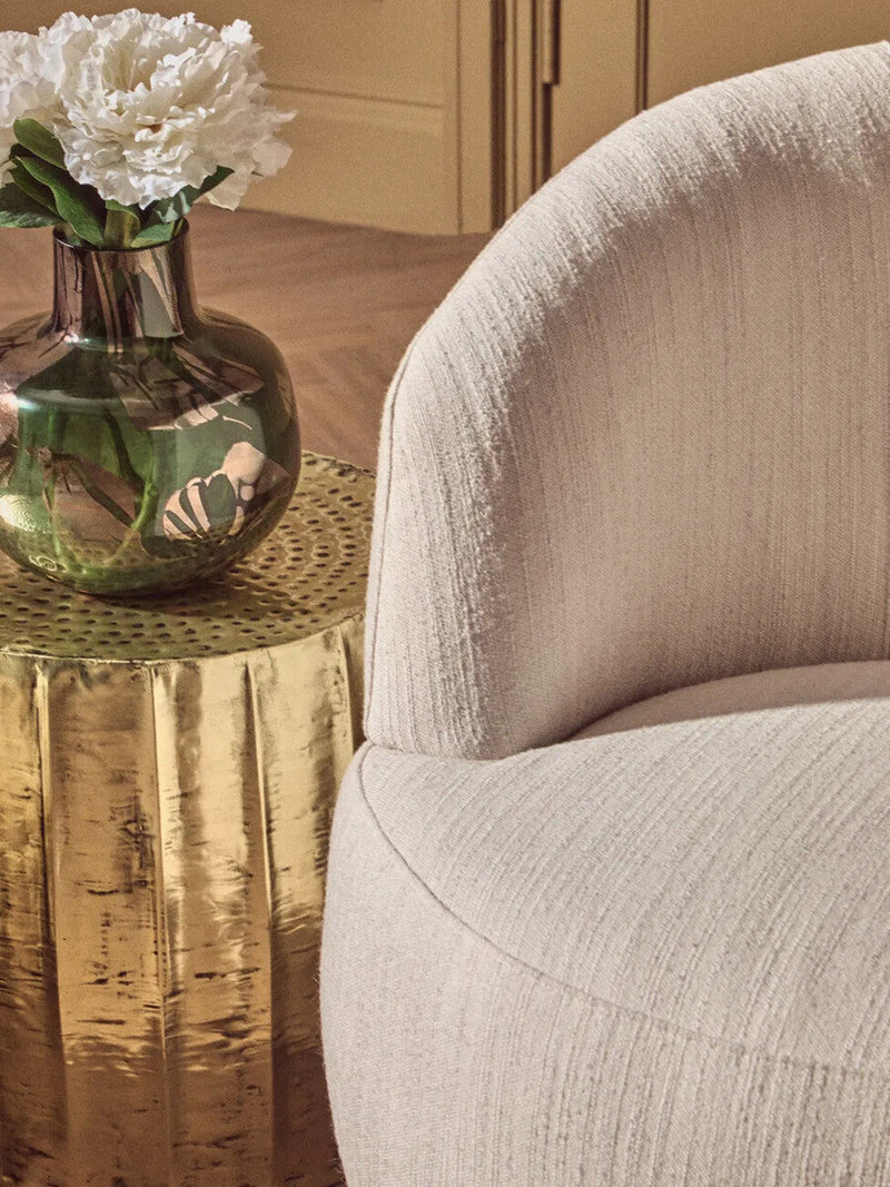 Gold Set of 2 Antique Brass Side Table and Stool | Templar