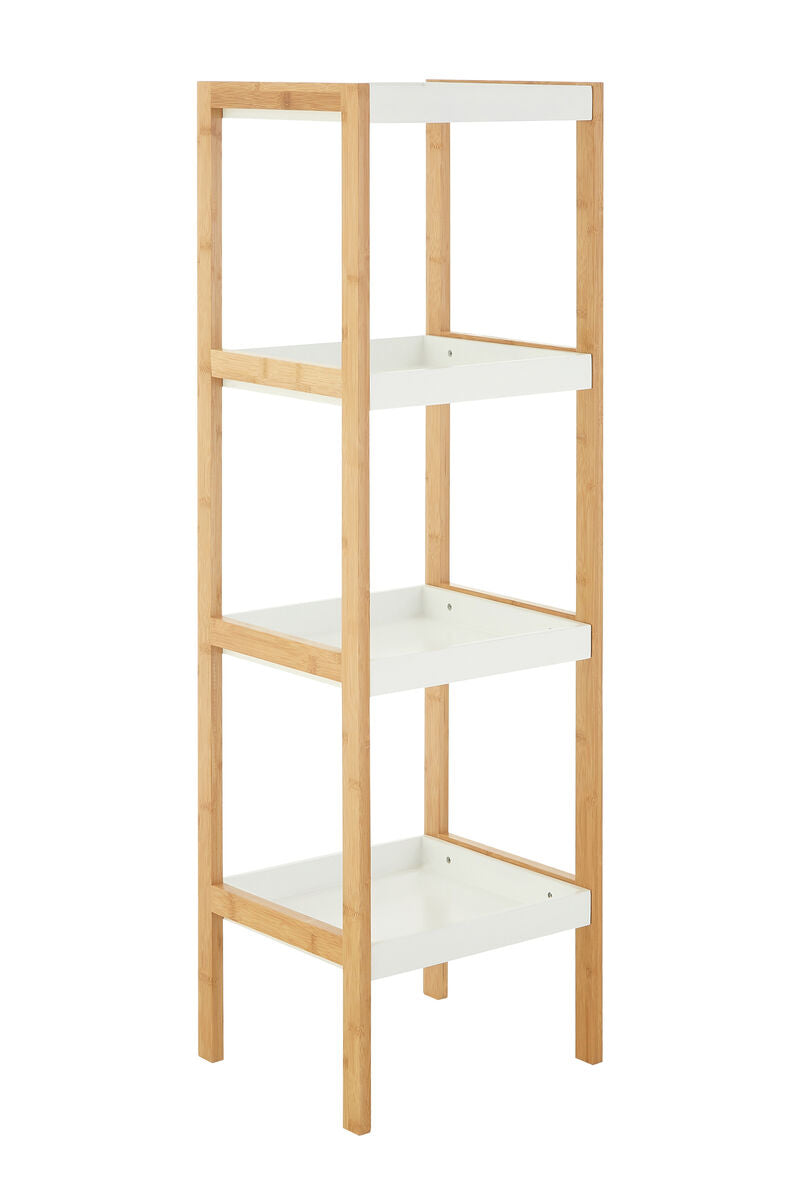 Four Tiered White and Natural Shelf Unit | Nostra