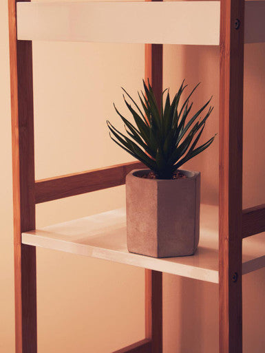 Four Tiered White and Natural Shelf Unit | Nostra