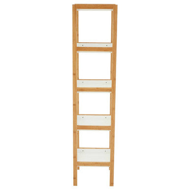 Five Tiered White and Natural Shelf Unit | Nostra