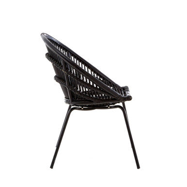 Black Natural Rattan Chair with Iron Legs | Lagom