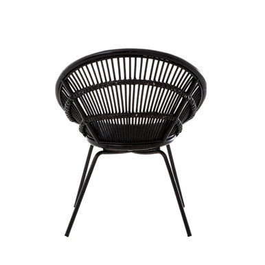 Black Natural Rattan Chair with Iron Legs | Lagom