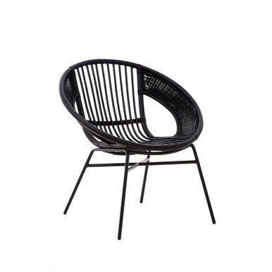 Black Natural Rattan and Iron Black Chair | Lagom