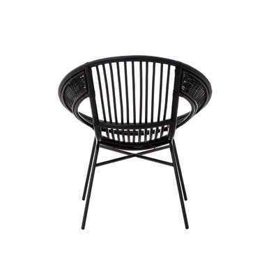 Black Natural Rattan and Iron Black Chair | Lagom