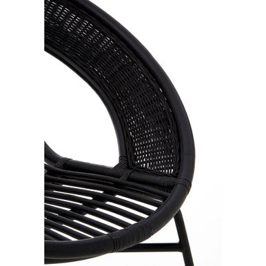 Black Natural Rattan and Iron Black Chair | Lagom