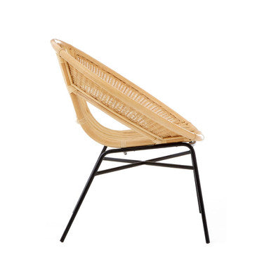 Natural Rattan and Black Iron Chair | Lagom