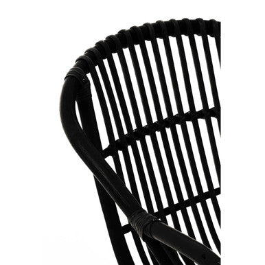 Black Natural Rattan Chair with Raised Sides | Lagom