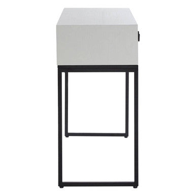 Natural Wood 2-Drawer Console Table with Geometric Assorted Front and Black Metal Legs | Lombok