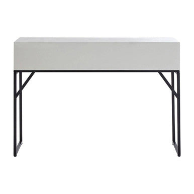Natural Wood 2-Drawer Console Table with Geometric Assorted Front and Black Metal Legs | Lombok