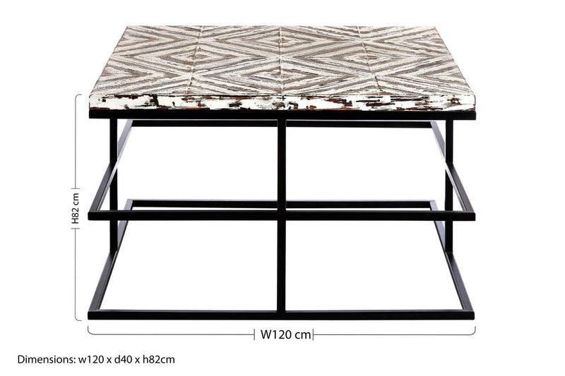 Black Rustic Chevron Square Coffee Table | Lombok